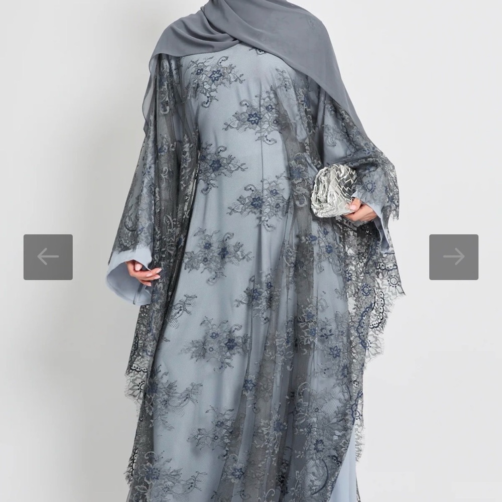 Premium French Lace Overlay Maxi Dress/Abaya